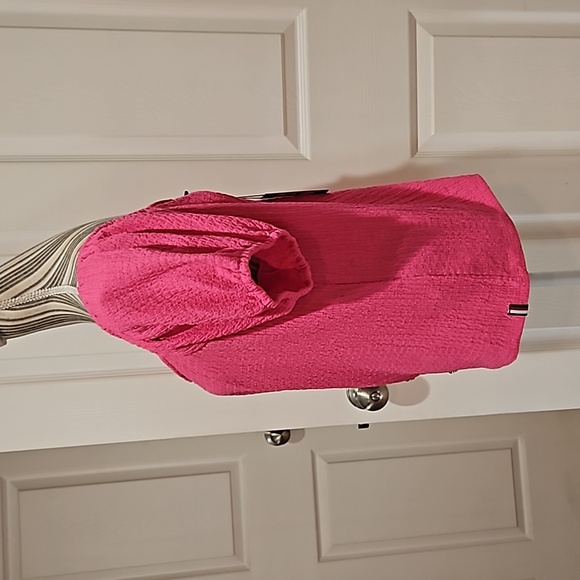 Tommy Hilfiger Women Pink Short Puff sleeve Button Down Front Top Blouse Size XL - Picture 7 of 10